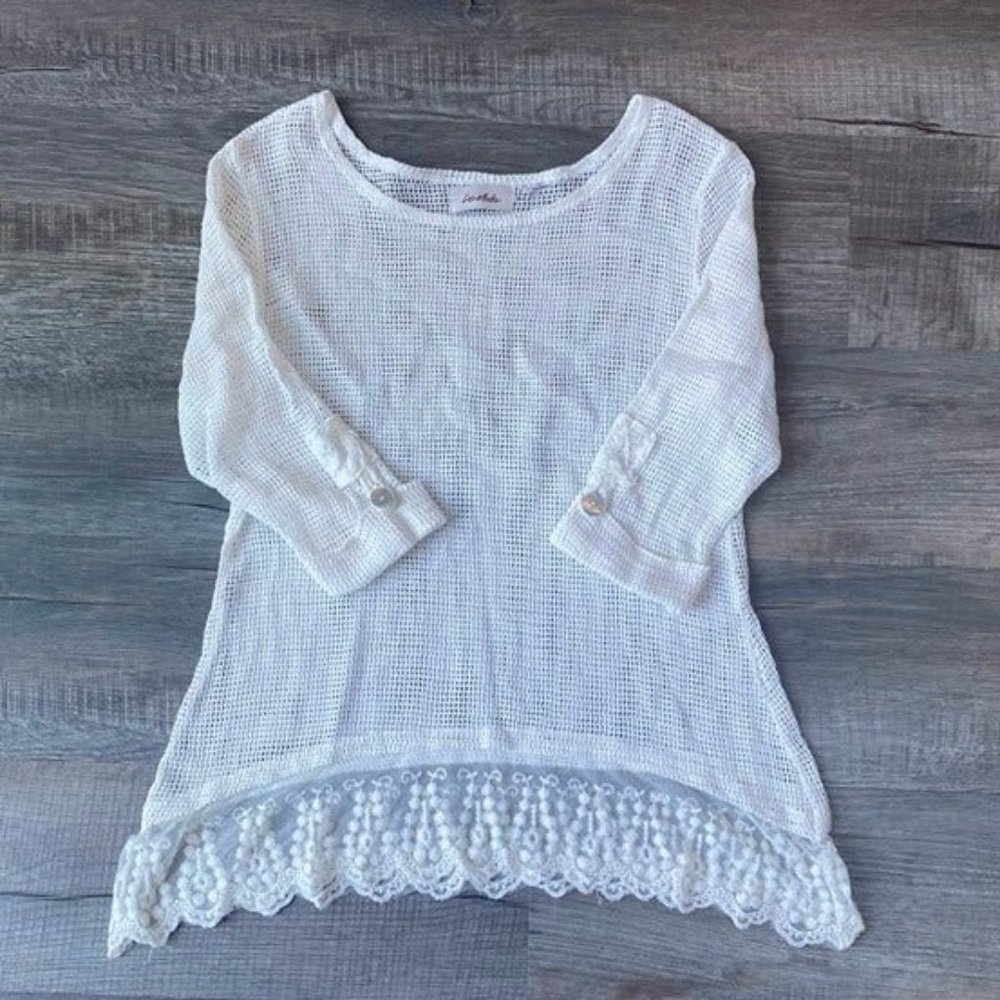 Le Moda Overlay White Tunic Size Small